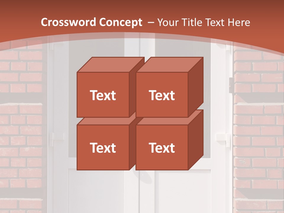 A Red Brick Building With A White Door PowerPoint Template