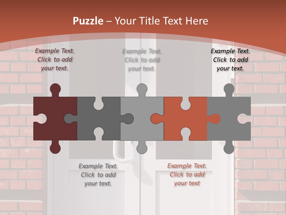A Red Brick Building With A White Door PowerPoint Template