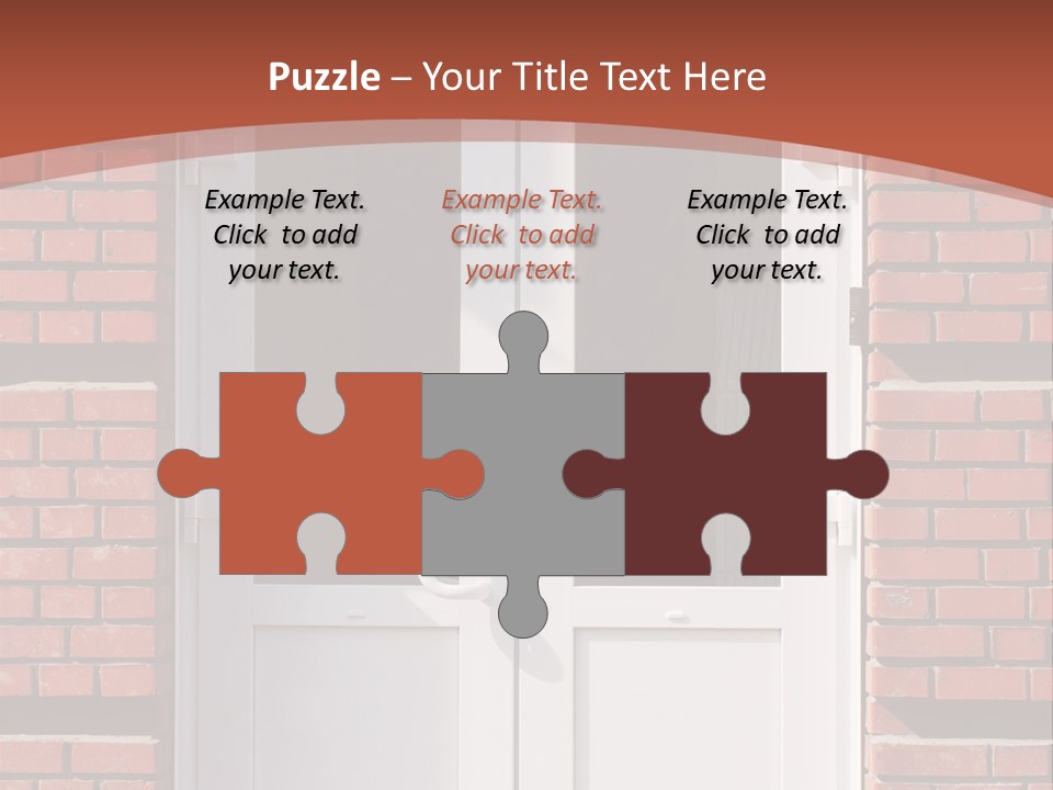 A Red Brick Building With A White Door PowerPoint Template