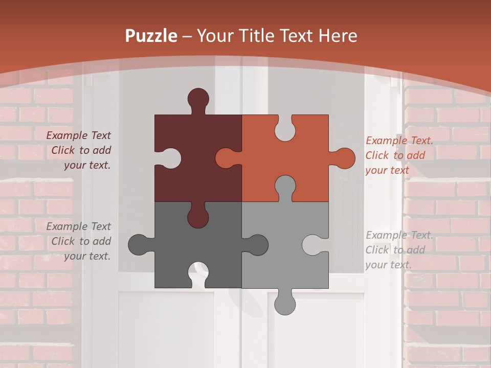 A Red Brick Building With A White Door PowerPoint Template