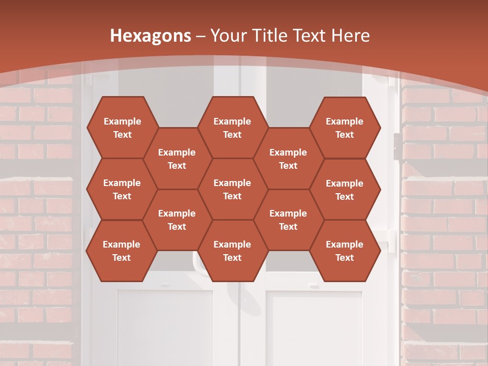 A Red Brick Building With A White Door PowerPoint Template