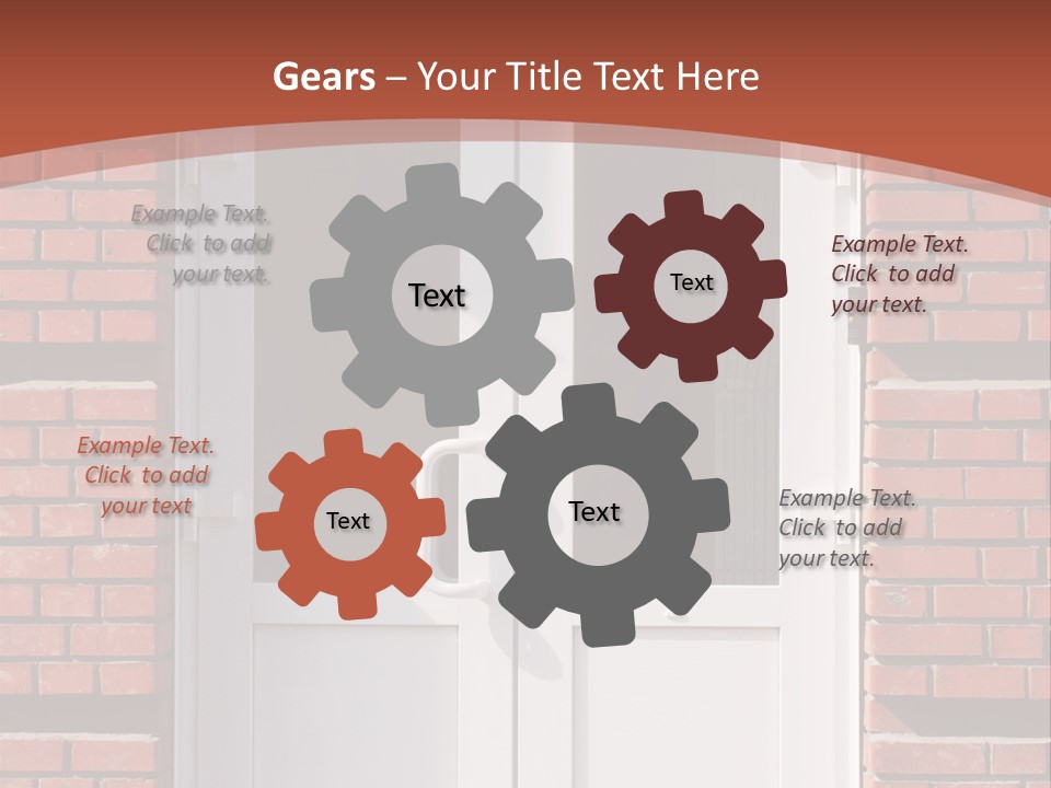 A Red Brick Building With A White Door PowerPoint Template