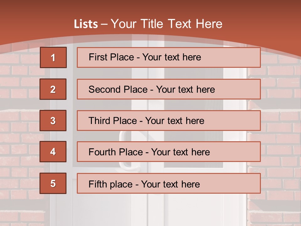 A Red Brick Building With A White Door PowerPoint Template