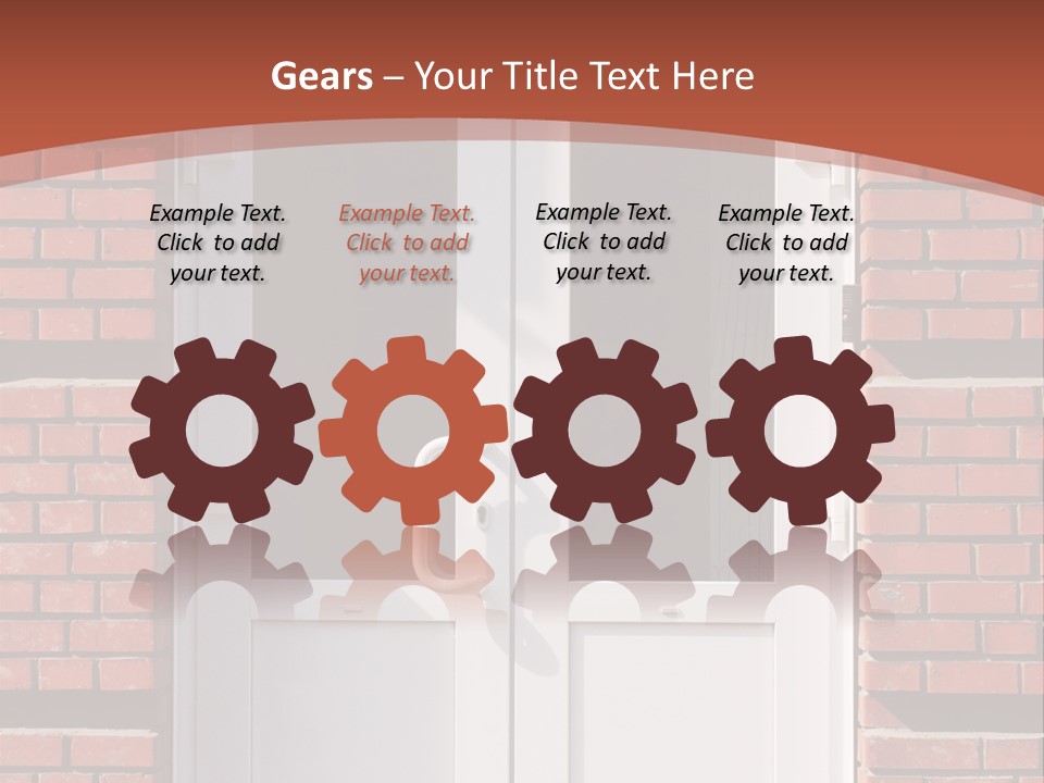 A Red Brick Building With A White Door PowerPoint Template