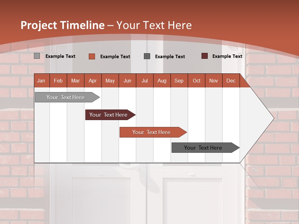 A Red Brick Building With A White Door PowerPoint Template
