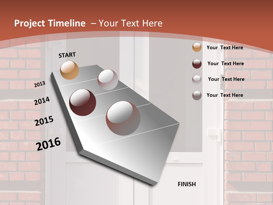 A Red Brick Building With A White Door PowerPoint Template