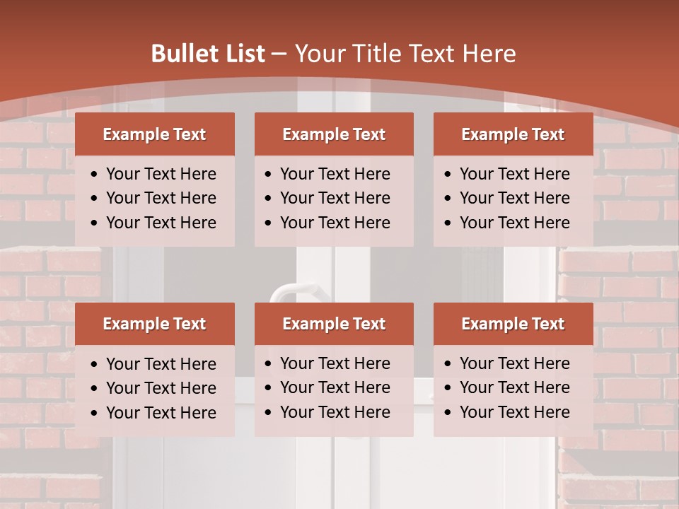 A Red Brick Building With A White Door PowerPoint Template