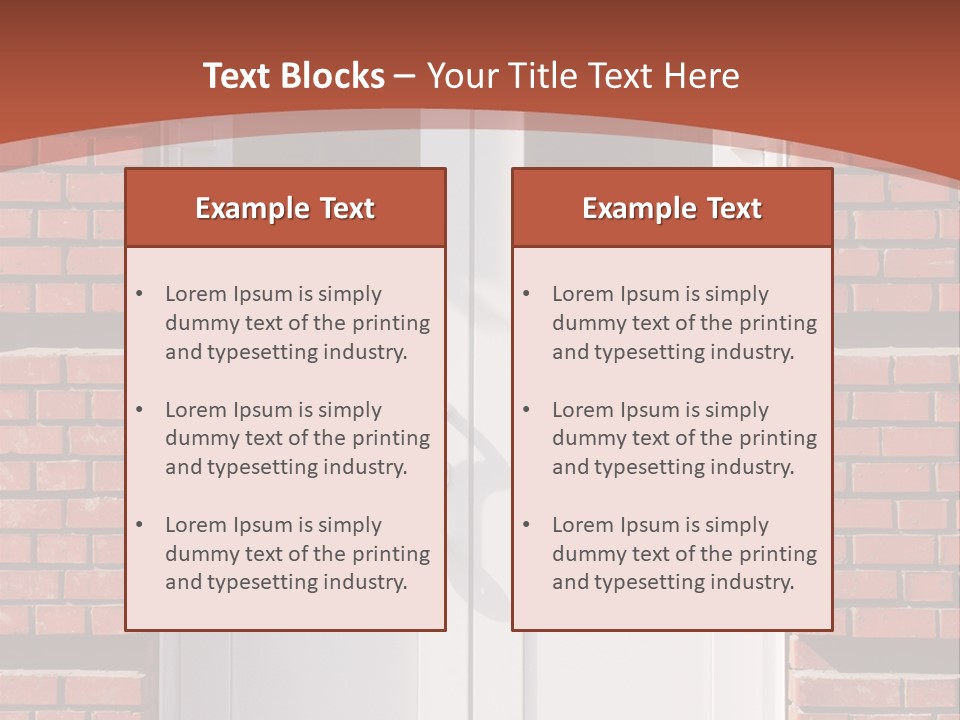 A Red Brick Building With A White Door PowerPoint Template