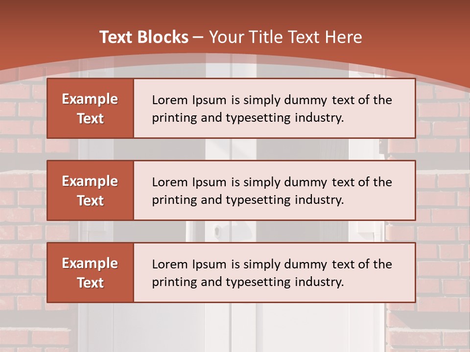 A Red Brick Building With A White Door PowerPoint Template