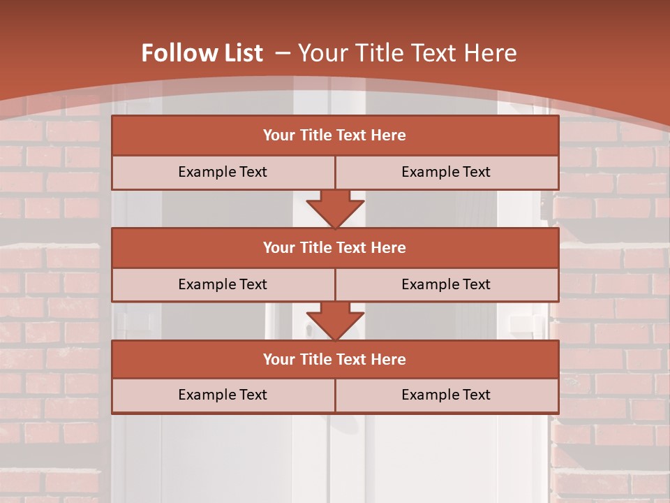 A Red Brick Building With A White Door PowerPoint Template