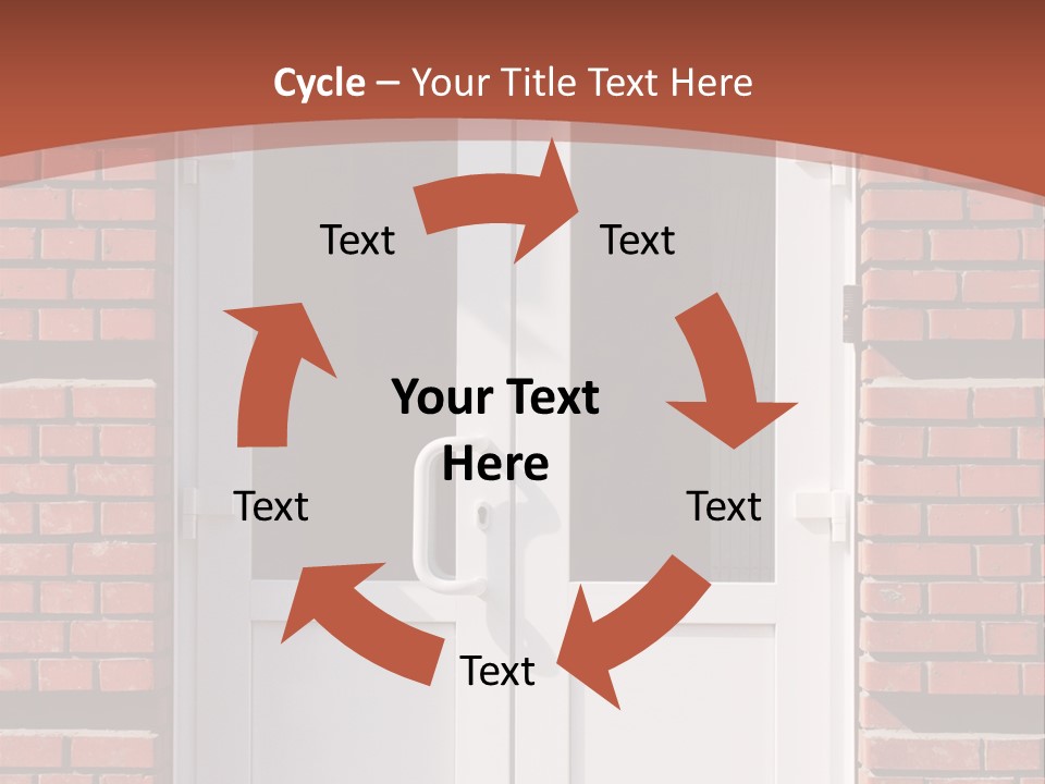 A Red Brick Building With A White Door PowerPoint Template