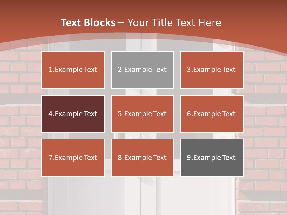 A Red Brick Building With A White Door PowerPoint Template