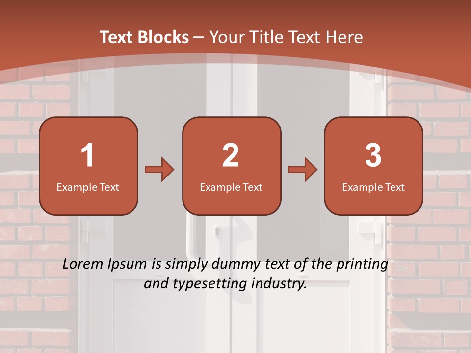 A Red Brick Building With A White Door PowerPoint Template
