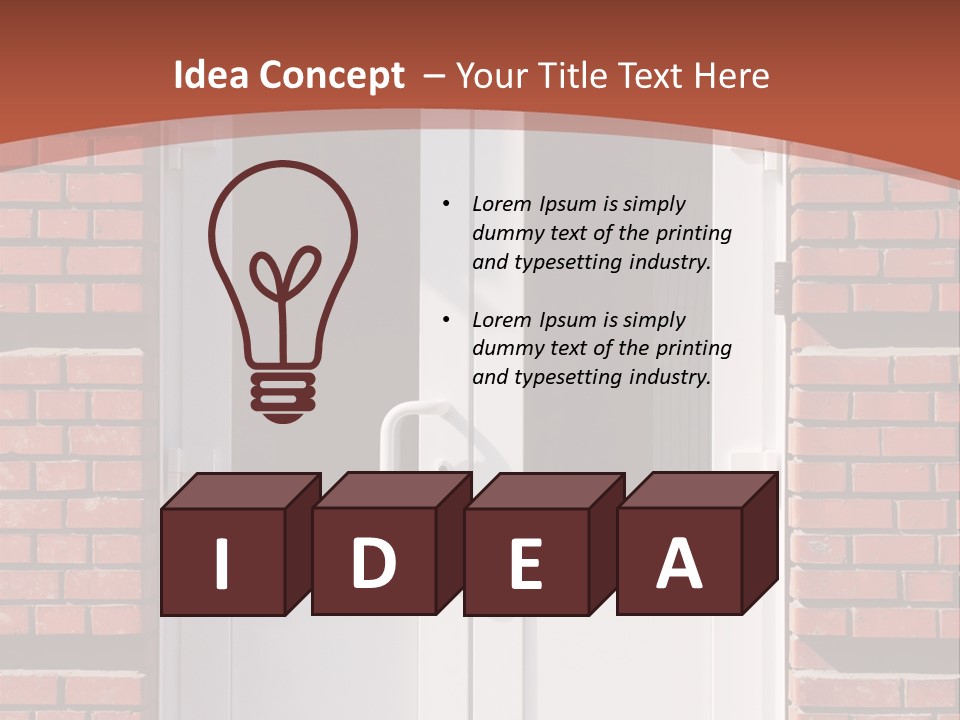 A Red Brick Building With A White Door PowerPoint Template