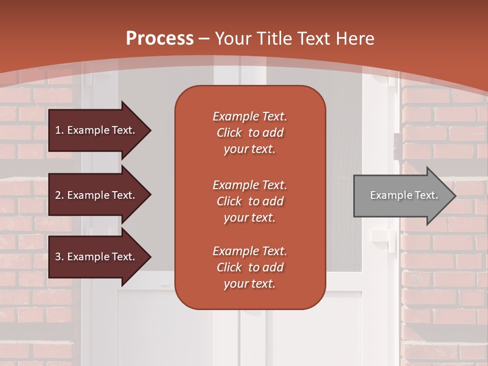 A Red Brick Building With A White Door PowerPoint Template