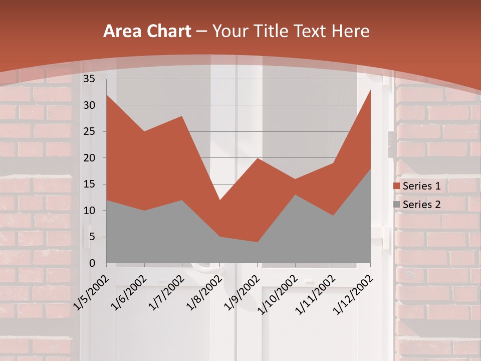 A Red Brick Building With A White Door PowerPoint Template