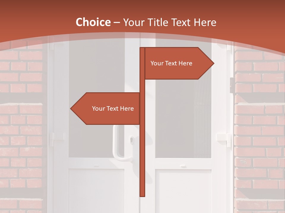 A Red Brick Building With A White Door PowerPoint Template