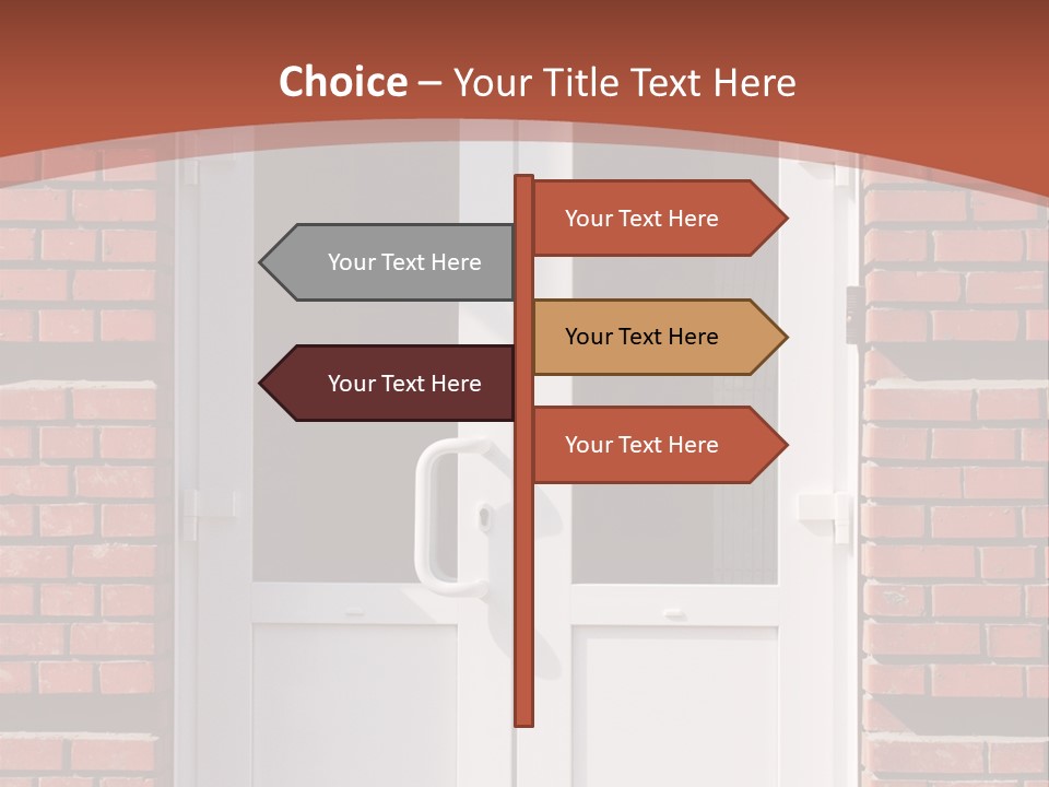 A Red Brick Building With A White Door PowerPoint Template