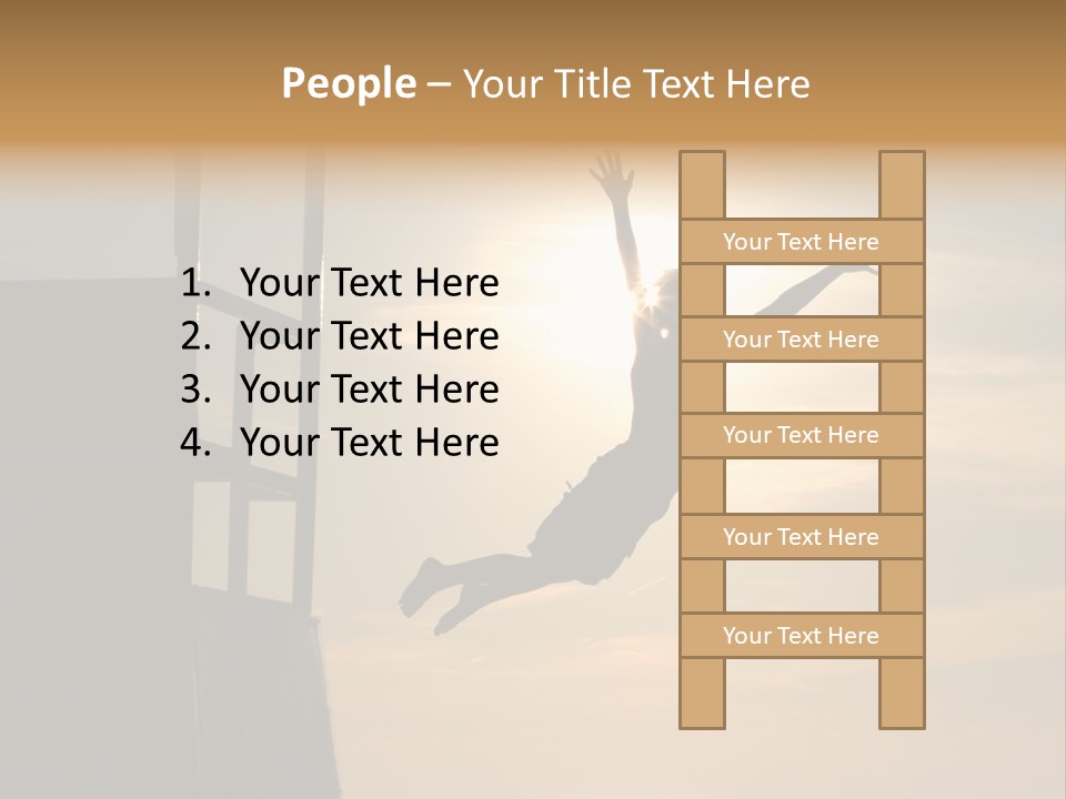 Silhouette Of Boy Jumping Off Lifeguard Stand PowerPoint Template