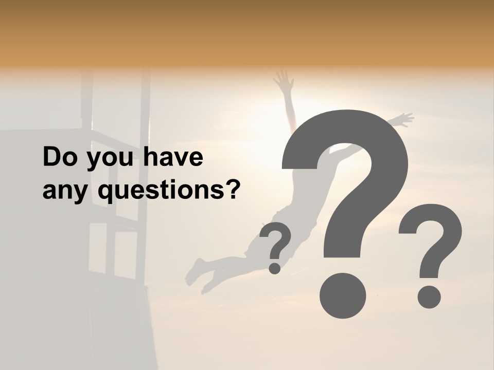 Silhouette Of Boy Jumping Off Lifeguard Stand PowerPoint Template