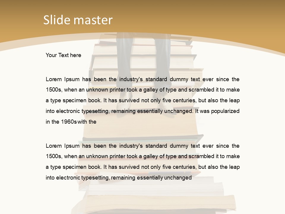 Guy Sits On A Pile Of Books And Reads PowerPoint Template