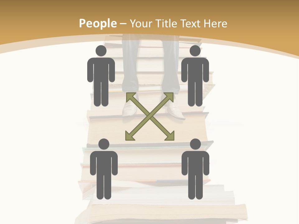 Guy Sits On A Pile Of Books And Reads PowerPoint Template