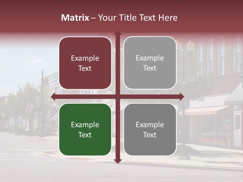 A Main Street In A Typical Midwest Small Town, Complete With U.s. Flags. PowerPoint Template