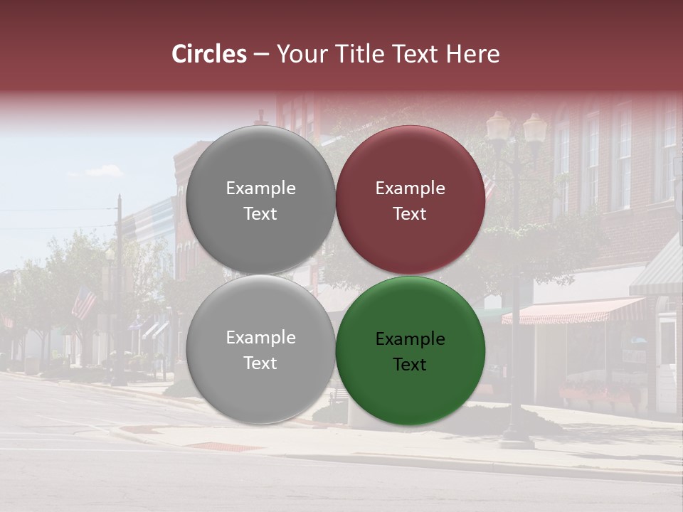 A Main Street In A Typical Midwest Small Town, Complete With U.s. Flags. PowerPoint Template