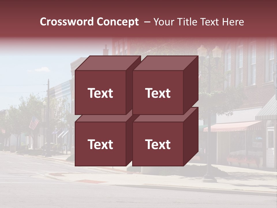 A Main Street In A Typical Midwest Small Town, Complete With U.s. Flags. PowerPoint Template