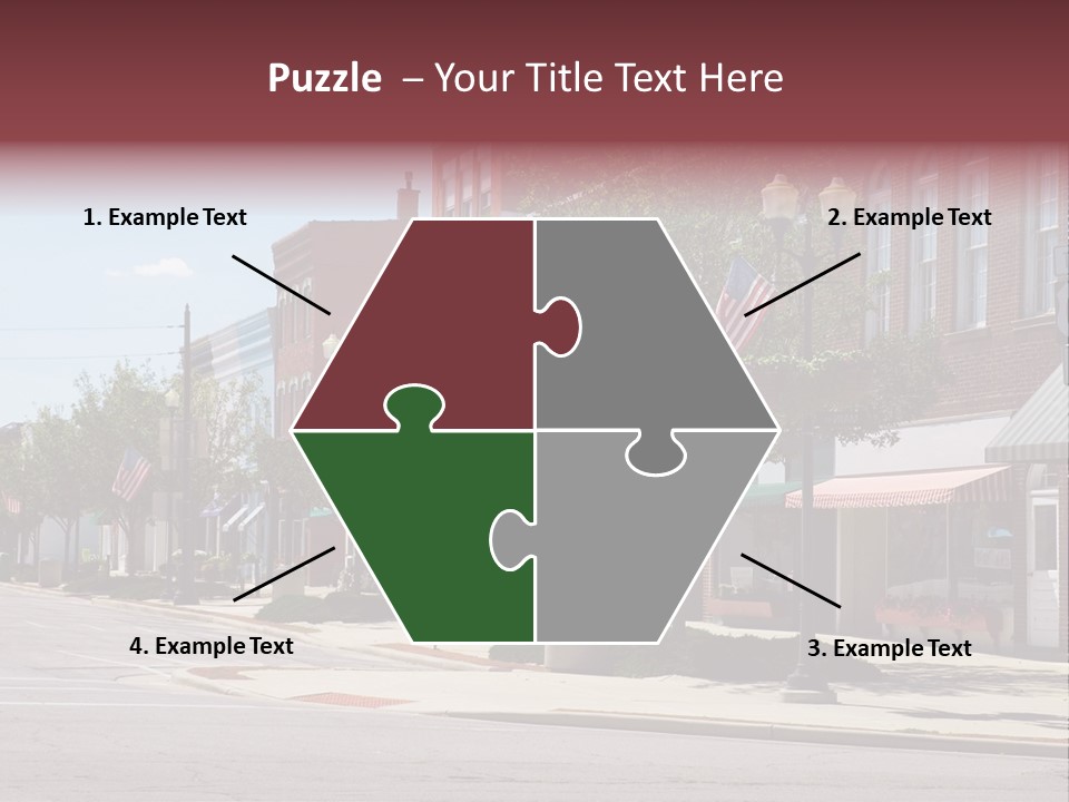 A Main Street In A Typical Midwest Small Town, Complete With U.s. Flags. PowerPoint Template