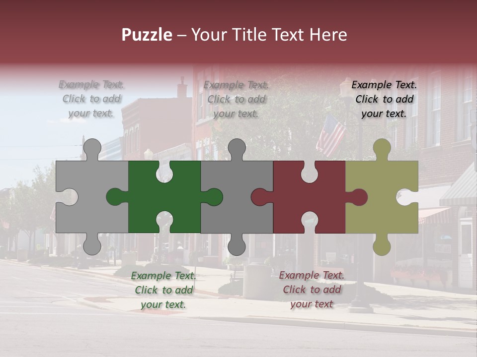 A Main Street In A Typical Midwest Small Town, Complete With U.s. Flags. PowerPoint Template