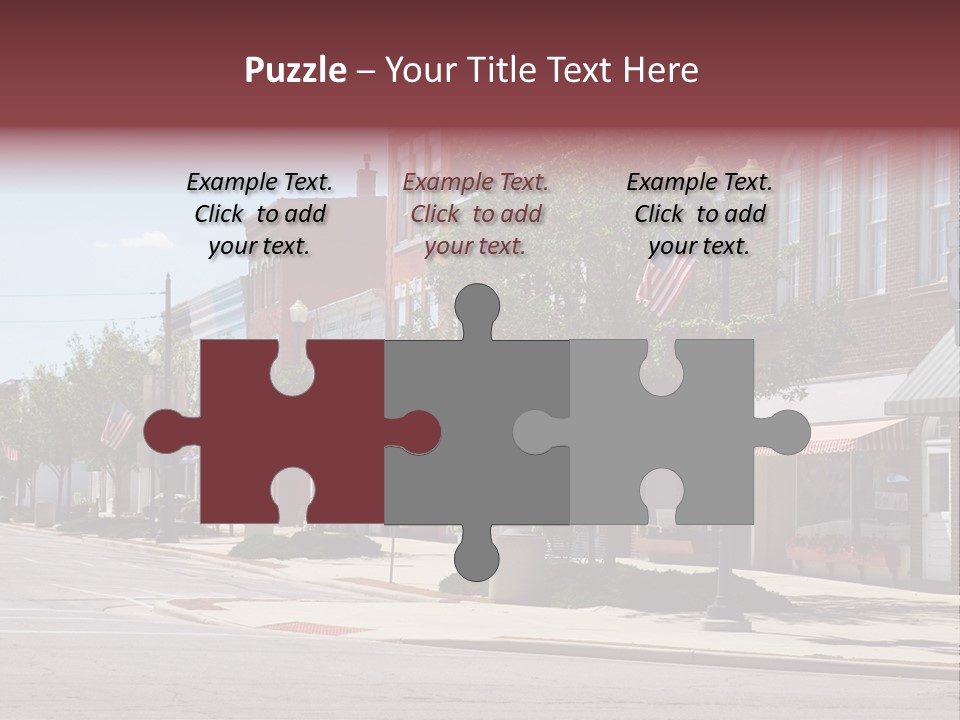 A Main Street In A Typical Midwest Small Town, Complete With U.s. Flags. PowerPoint Template