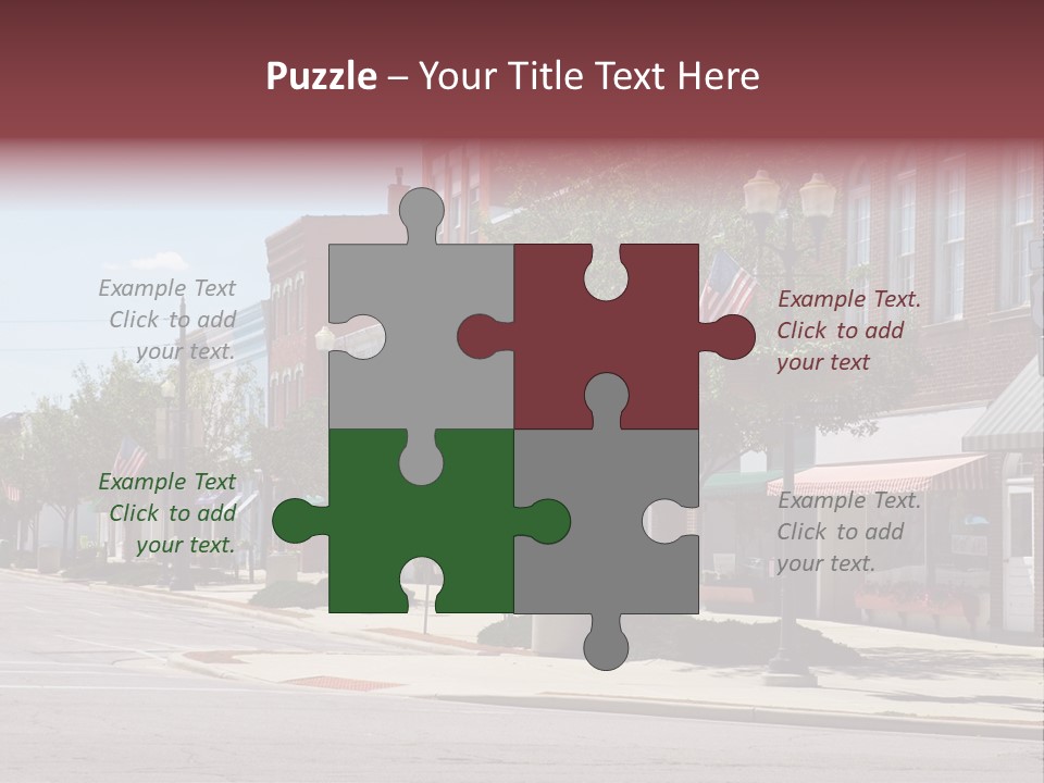 A Main Street In A Typical Midwest Small Town, Complete With U.s. Flags. PowerPoint Template