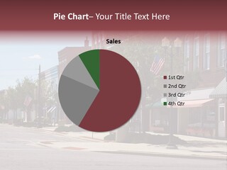 A Main Street In A Typical Midwest Small Town, Complete With U.s. Flags. PowerPoint Template