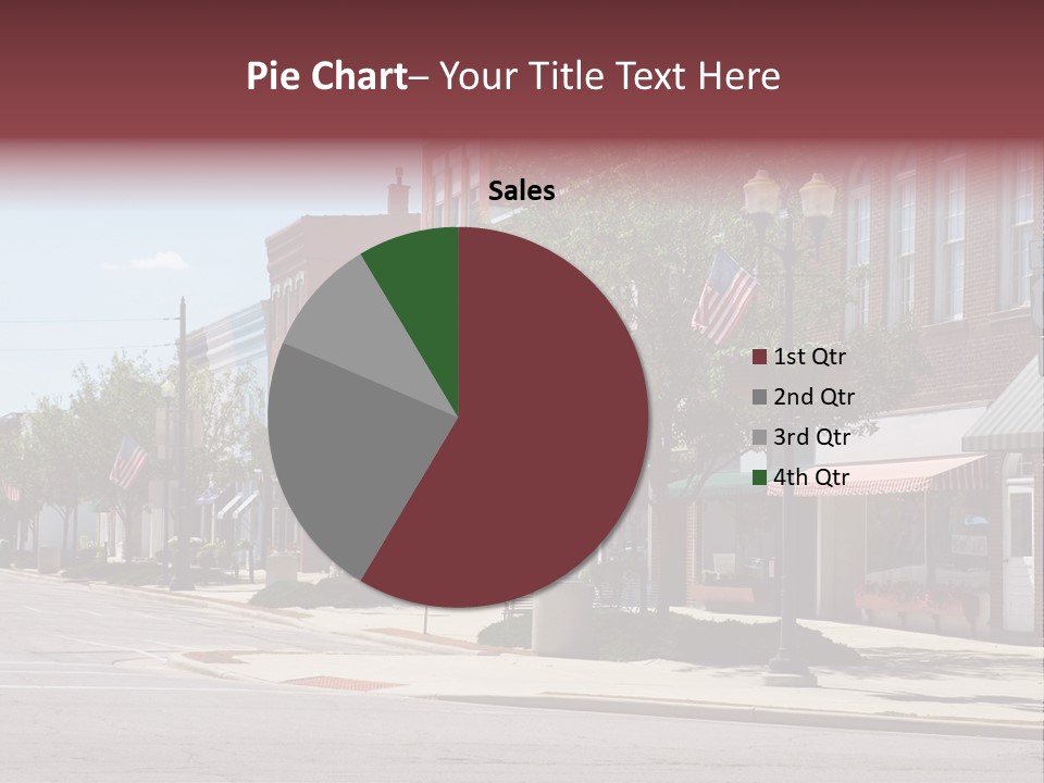 A Main Street In A Typical Midwest Small Town, Complete With U.s. Flags. PowerPoint Template