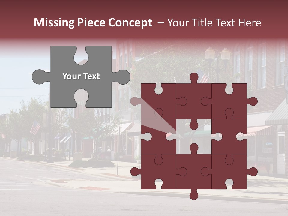 A Main Street In A Typical Midwest Small Town, Complete With U.s. Flags. PowerPoint Template