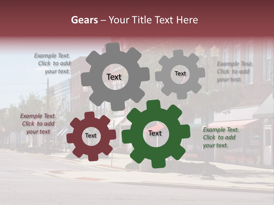 A Main Street In A Typical Midwest Small Town, Complete With U.s. Flags. PowerPoint Template