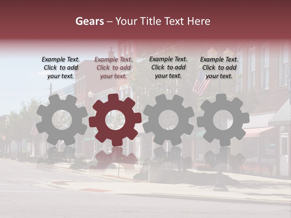 A Main Street In A Typical Midwest Small Town, Complete With U.s. Flags. PowerPoint Template