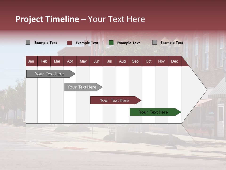 A Main Street In A Typical Midwest Small Town, Complete With U.s. Flags. PowerPoint Template