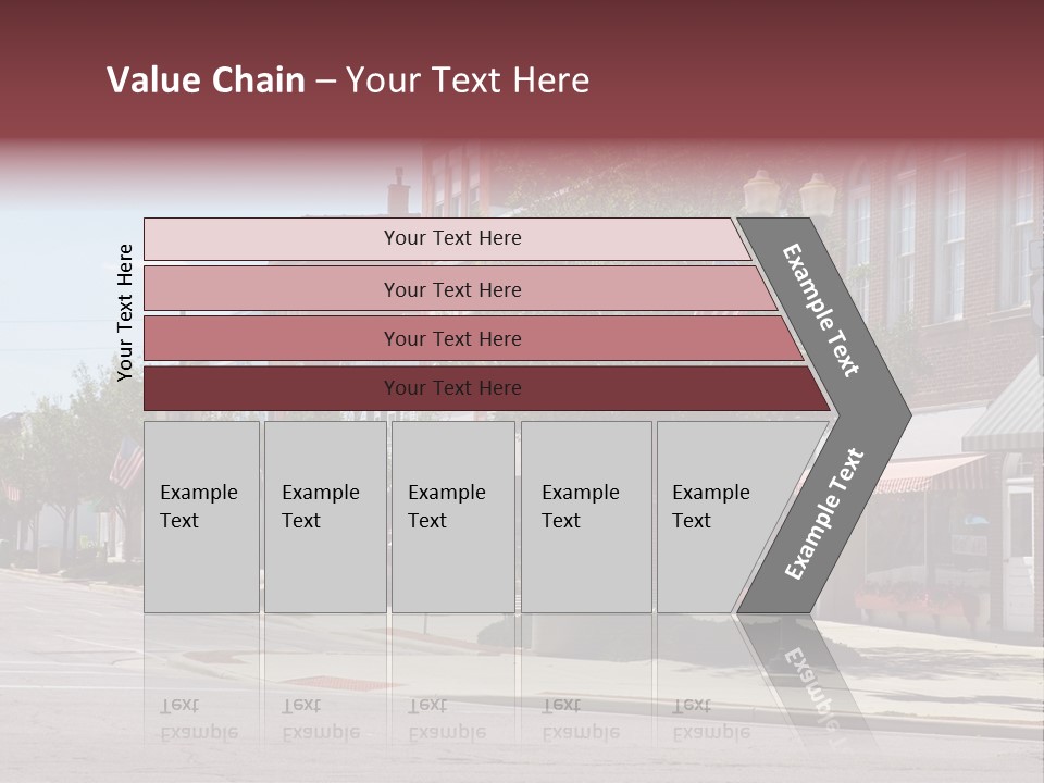 A Main Street In A Typical Midwest Small Town, Complete With U.s. Flags. PowerPoint Template