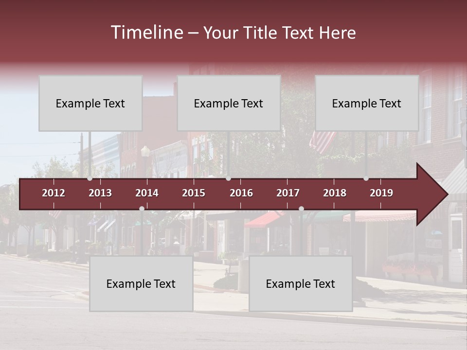 A Main Street In A Typical Midwest Small Town, Complete With U.s. Flags. PowerPoint Template