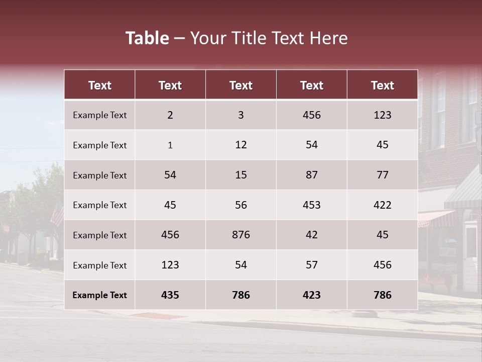A Main Street In A Typical Midwest Small Town, Complete With U.s. Flags. PowerPoint Template