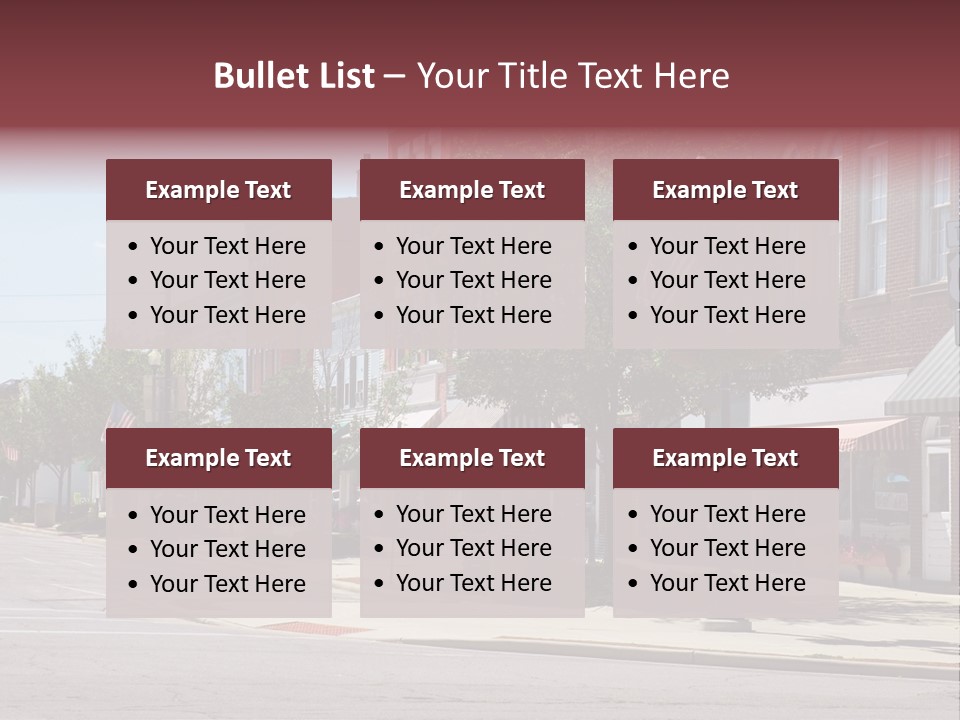 A Main Street In A Typical Midwest Small Town, Complete With U.s. Flags. PowerPoint Template
