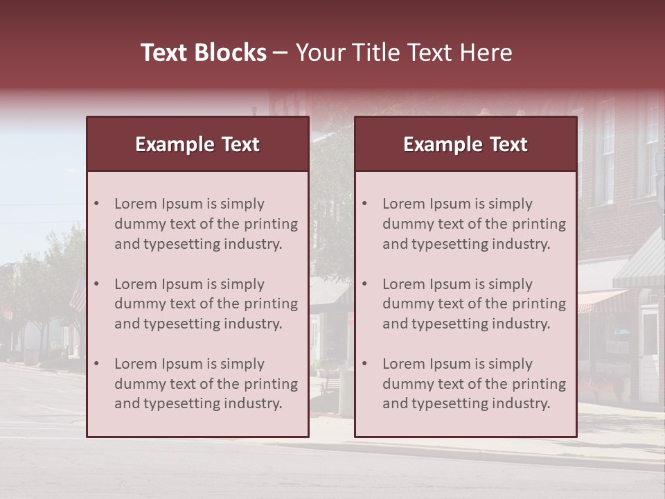 A Main Street In A Typical Midwest Small Town, Complete With U.s. Flags. PowerPoint Template