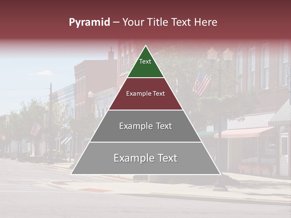 A Main Street In A Typical Midwest Small Town, Complete With U.s. Flags. PowerPoint Template