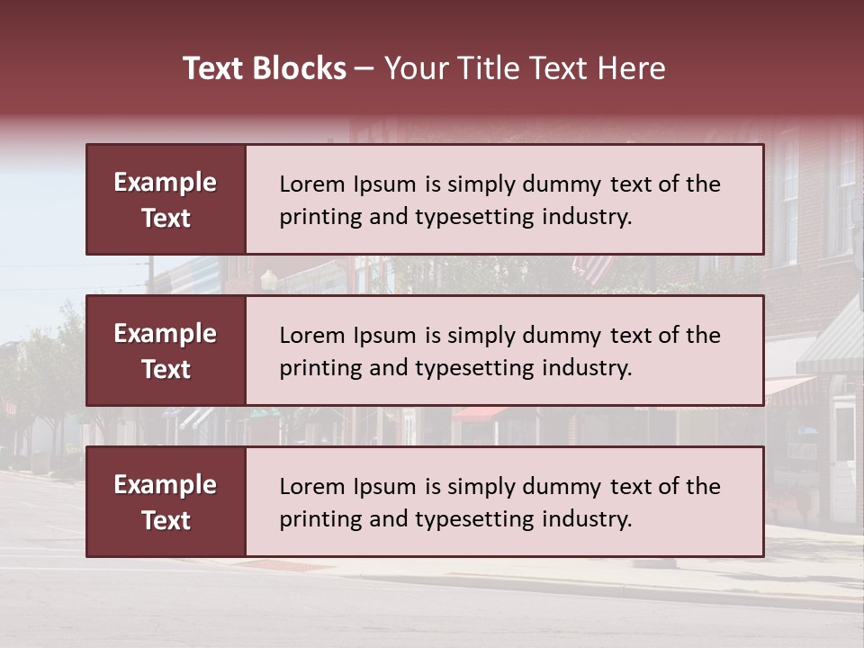A Main Street In A Typical Midwest Small Town, Complete With U.s. Flags. PowerPoint Template