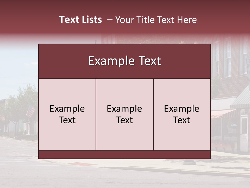 A Main Street In A Typical Midwest Small Town, Complete With U.s. Flags. PowerPoint Template