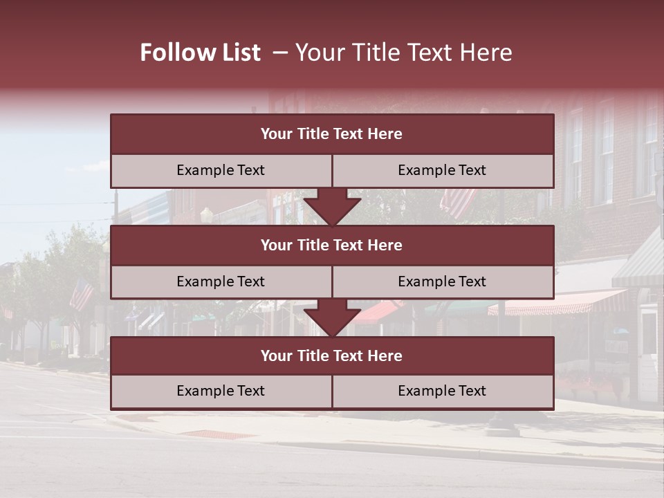 A Main Street In A Typical Midwest Small Town, Complete With U.s. Flags. PowerPoint Template