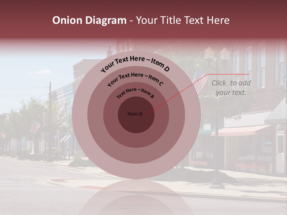 A Main Street In A Typical Midwest Small Town, Complete With U.s. Flags. PowerPoint Template