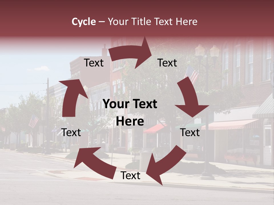 A Main Street In A Typical Midwest Small Town, Complete With U.s. Flags. PowerPoint Template